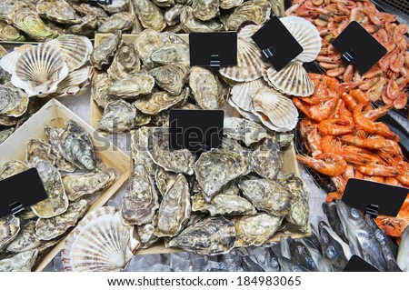 fresh seafood in a supermarket
