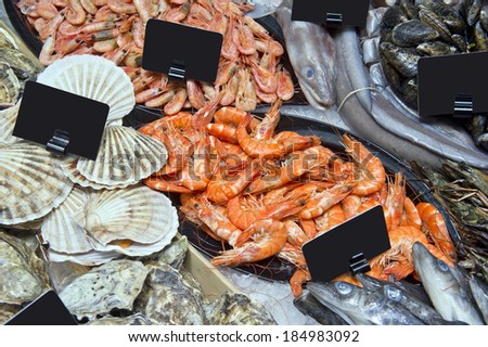 seafood in a supermarket