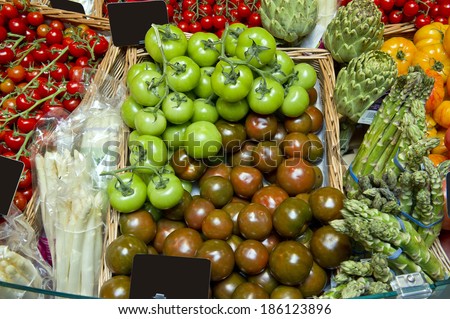 Kumata black tomatoes in the supermarket and bazaar