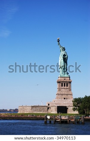 Statue of Liberty. The monument of Liberty above the New York gulf is the first, that the tourists, arrived by sea see.
