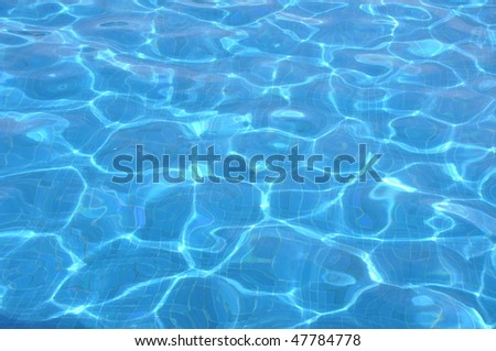 Background - Blue water of pool. Water with cells from a sun light for a background picture.