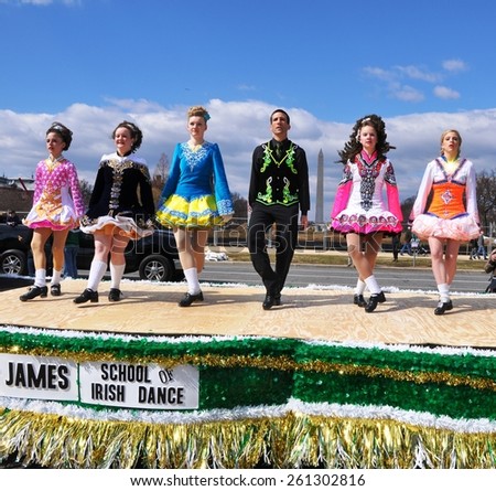 WASHINGTON, D.C. â?? MARCH 15: Performance of School of Irish Dance in the Saint Patrick\'s Day Parade March 15, 2015 in Washington, D.C.