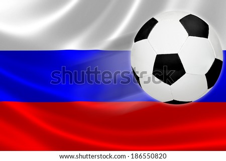 Ball streaks across the flag of Russia, where soccer is a national passion.
