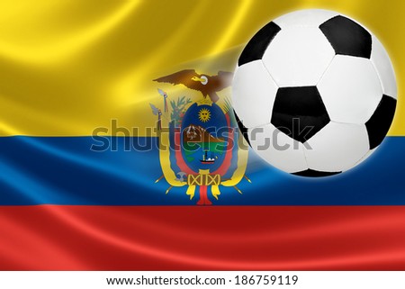 Ball streaks across the flag of Ecuador, where soccer is a national passion.