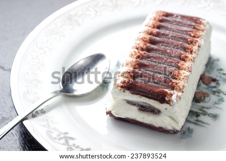 Ice cream cake with chocolate and whipped Cream