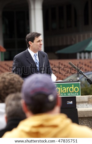 LOUISVILLE - MARCH 2:Lt. Governor Mongiardo speaks to a crowd during a protest of loss of unemployment benefits on March 2, 2010 in Louisville, KY.
