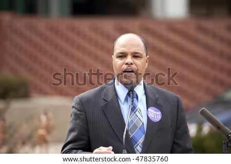 LOUISVILLE - MARCH 2: Maurice Sweeney, a US Senate candidate, speaks to a crowd during a protest of loss of unemployment benefits on March 2, 2010 in Louisville, KY.
