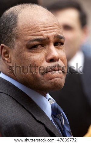 LOUISVILLE - MARCH 2: Maurice Sweeney, a US Senate candidate, shows concern listening to voters\' concerns of loss of unemployment benefits on March 2, 2010 in Louisville, KY.