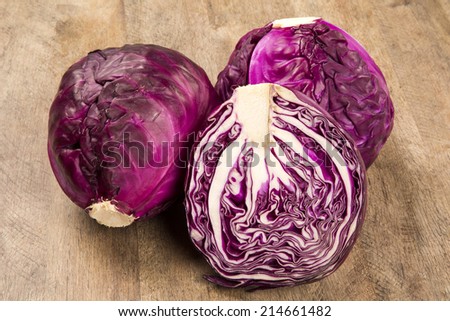 red cabbage on a wood