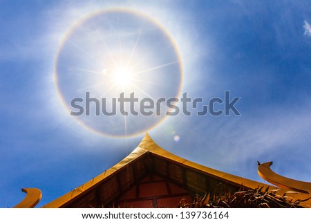 fantastic beautiful sun halo phenomenon in thailand