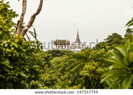 Kao Wang, ancient palace and Pagoda in top of hill in Petchaburi,Thailand
