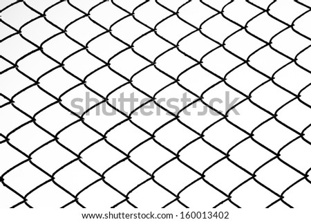 background of iron chain net fence in black and white