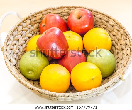 basket of fruit on table