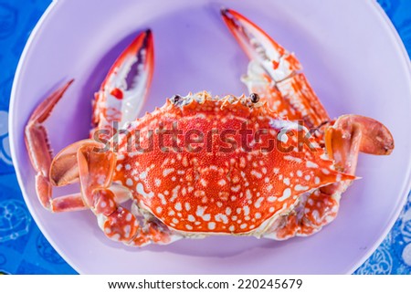 Blue Crab steam seafood in Thailand.Crab steam seafood in Thailand.
