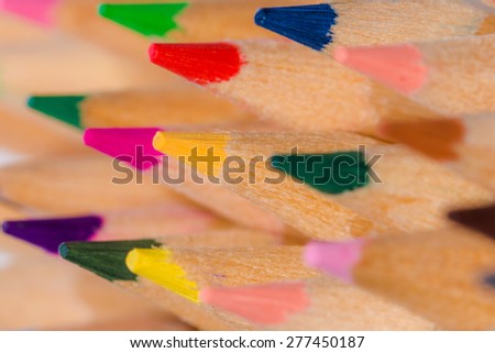 Close up of colored pencils/Colored Drawing Pencils/Colored drawing pencils in a variety of colors