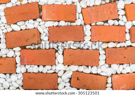 Red brick floor pattern in garden.
