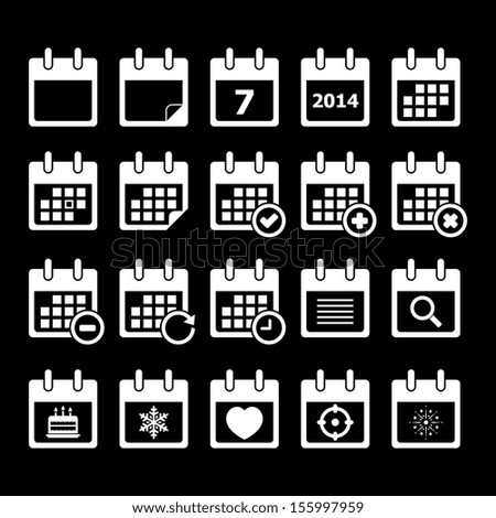 Calendar Icon Set Stock Vector Illustration 155997959 : Shutterstock