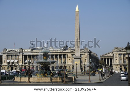 The \'place de la Concorde\' in Paris where thousands of people killed during the French revolution in 1789.