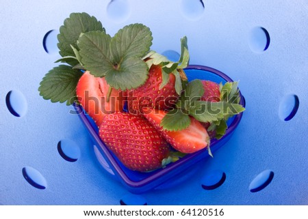 Fruits - Heart bowl with strawberries.