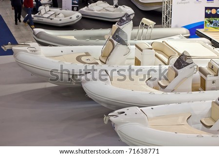 ROME, ITALY - FEBRUARY 19: Big Blue Rome Sea Expo - Boat Show - In this picture different lenght dinghies - February 19, 2011 in Rome.