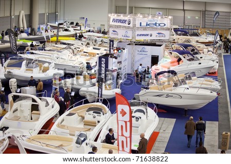 ROME, ITALY - FEBRUARY 19: Big Blue Rome Sea Expo- Boat Show - In this picture a part of the Hall Of Dinghies offering to the visitors a great variety of models and sizes - February 19, 2011 in Rome.