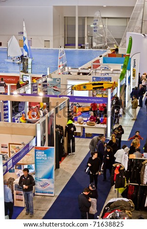 ROME, ITALY - FEBRUARY 19: Big Blue Rome Sea Expo-Boat Show-In this picture different stands presenting a big variety of accessories, equipment and services for yachting - February 19, 2011 in Rome.