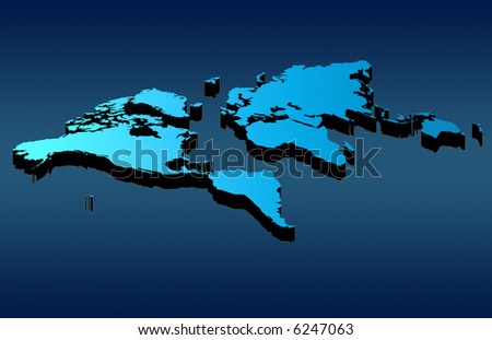 stock photo : World Map blue gradient perspective view