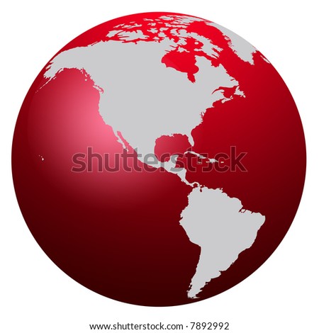 World Map Globe. Red world map globe icon