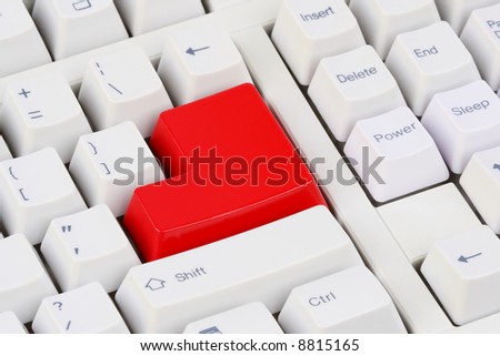 Different - white keyboard with blank red button