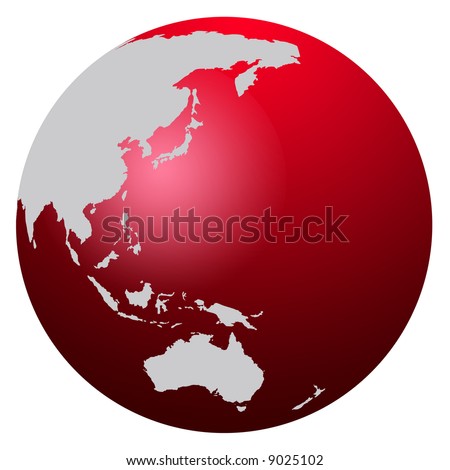 world map asia. stock photo : Red world map