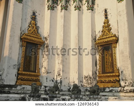 decorate of external temple building by golden frame design