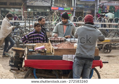 DELHI INDIA - DEC 20 : group of rickshaw driver waiting for passengers near old delhi railway station. this area is in old delhi, old delhi is famous place of Delhi on december, 20, 2014, india