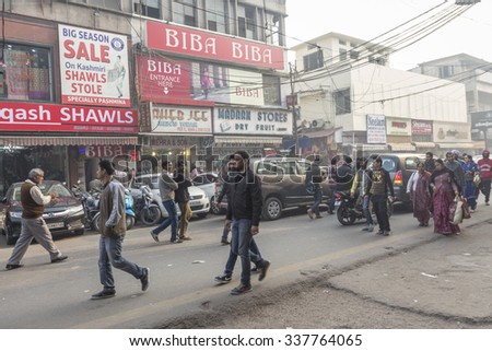 DELHI INDIA-DEC 28 : unidentified india people in karol bagh. this place is one of importance shopping place in delhi on december, 28, 2014, india