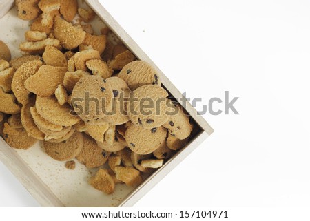 Chocolate chip cookies , Chocolate homemade pastry biscuits in a bowl isolated on white background