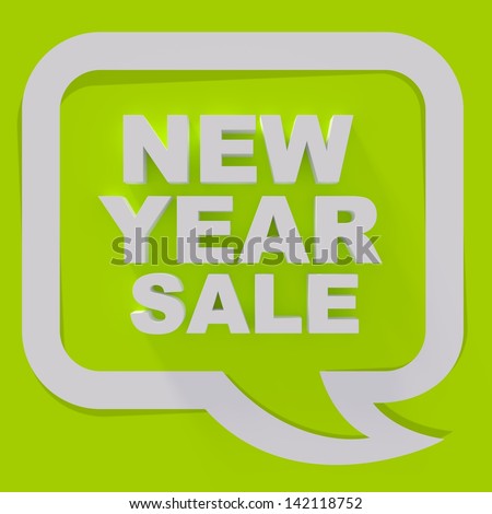 New year sale sign, white letters on green background