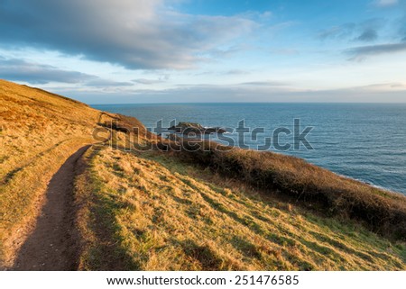 The South West Coast Path as it leaves Talland Bay in Cornwall and heading towards Looe