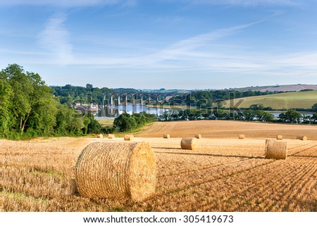 Hay bales at harvest time in the Cornish countryside