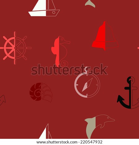 seamless background with marine recreation symbols