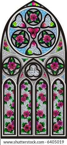 Gothic window(stained-glass window).