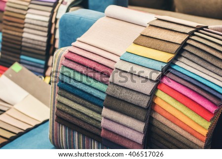 Colorful upholstery fabric samples