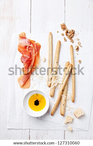 Cured Meat, Cheese and bread sticks