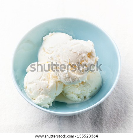 Vanilla Ice cream on white textured background