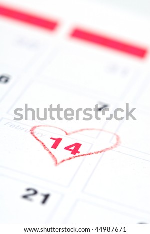 Calendar reminder 14 February St. Valentine\'s Day
