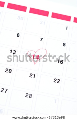 Calendar reminder 14 February St. Valentine's Day