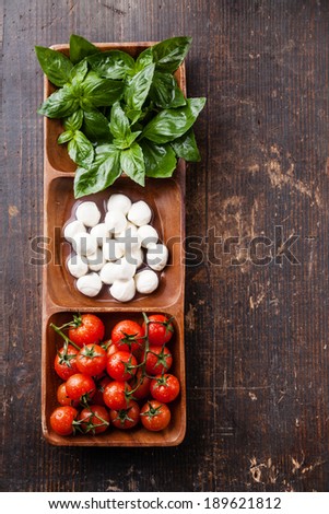 Green basil, white mozzarella, red tomatoes - Italian flag colors