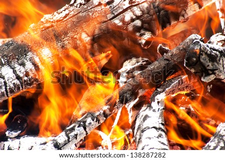 Close up of an outdoor fire burning