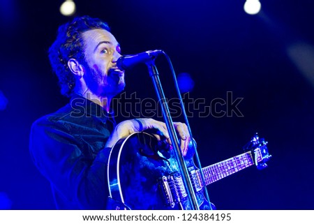 SALACGRIVA, LATVIA - JULY 16: British rock band EDITORS front man Tom Smith performing at Positivus music festival on July 16, 2011  in Salacgriva, Latvia.