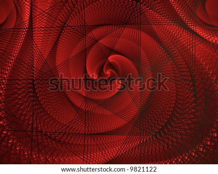 Abstract fractal design resembling a red rose in macro