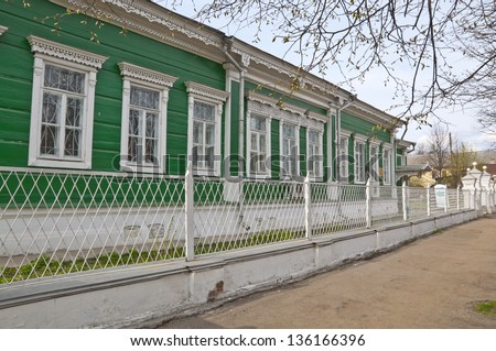 Old wooden house in the Russian tradition of the province