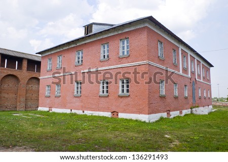 Old brick house, made in the Russian tradition in a country town